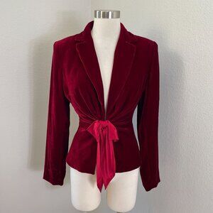 Kay Unger New York Womens 10 Red Velvet Blazer Cocktail Party Jacket Holiday